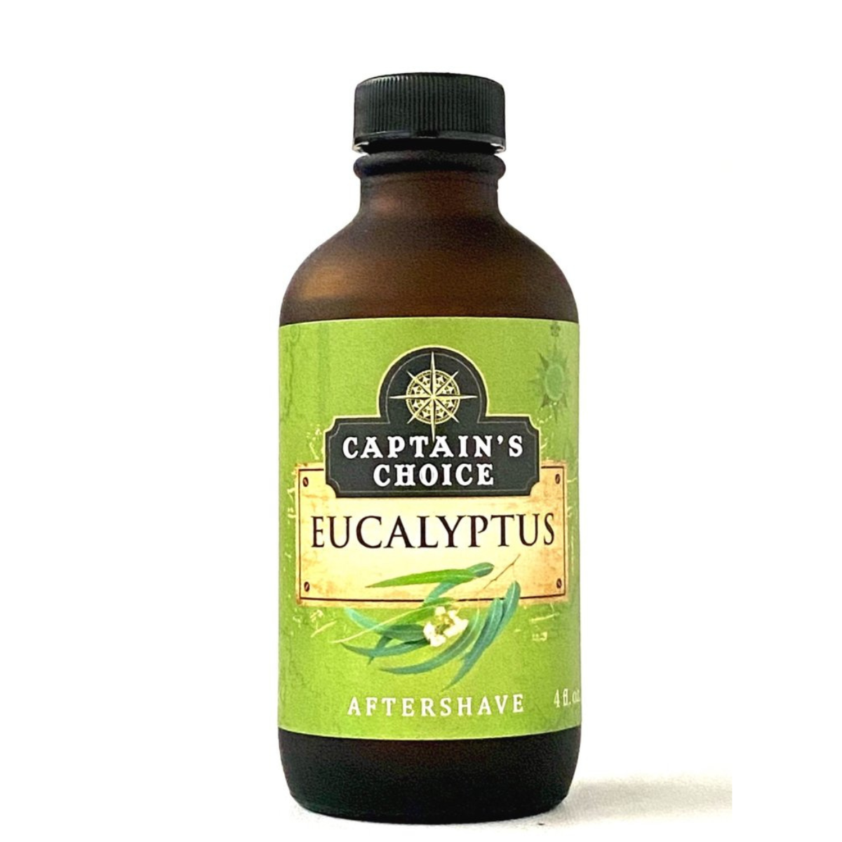 Captain's Choice Eucalyptus Aftershave, 4 oz amber bottle with green label